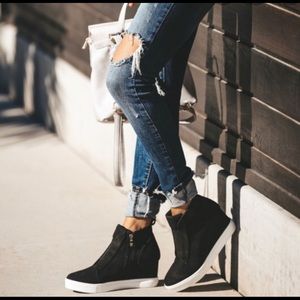 Black Wedge Sneaker